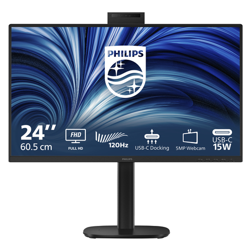 PHILIPS MONITOR 23,8 LED IPS FHD 16:9 4MS 300 CDM 120hz, PIVOT, WEBCAM, USB-C DOCK, DP/HDMI, MULTIME