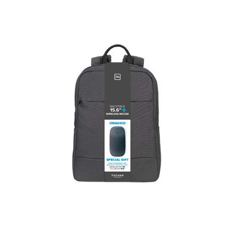 TUCANO ZAINO + MOUSE WIRELESS BUNDLE,PER LAPTOP FINO 15,6,CON TASCA FRONTALE E LATERALI
