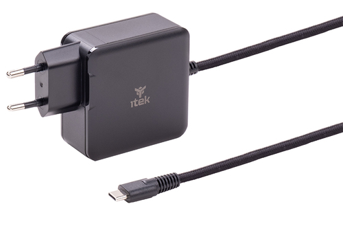 ITEK ALIMENTATORE A MURO PER NB E DISPOSITIVI USB-C, PD 65W, GAN