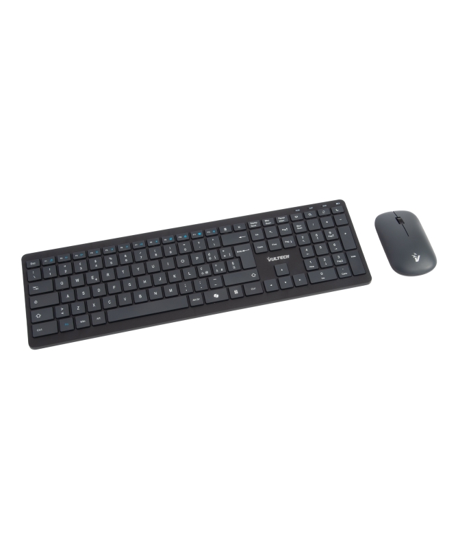 VULTECH TASTIERA E MOUSE BUNDLE, WIRELESS LOW PROFILE A FORBICE, TASTI FUNZIONALI, 2000DPI REGOLABIL