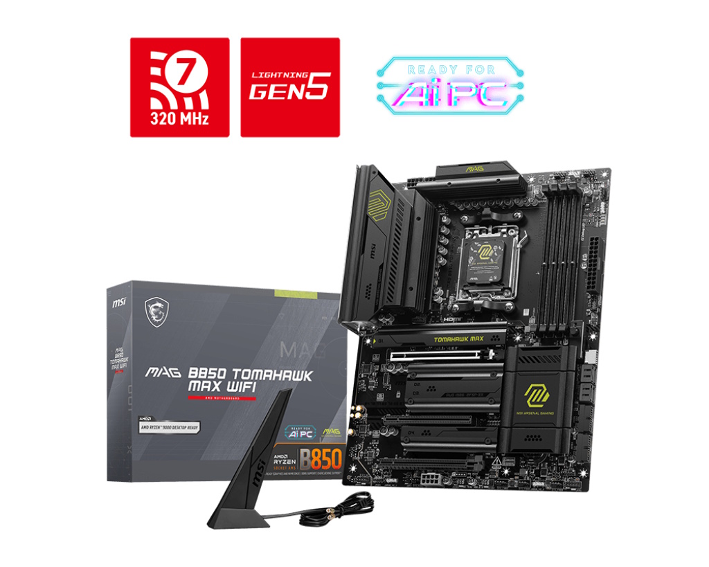 MSI MB AMD MAG B850 TOMAHAWK MAX WIFI, ATX, AM5, DDR5, 3PCI-Ex16, 4SATA3