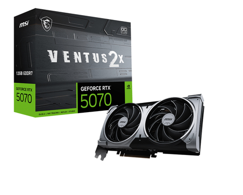 MSI VGA GEFORCE RTX 5070, RTX 5070 12G VENTUS 2X OC, 12GB GDDR7, HDMI/DP*3, ATX, DUAL FAN, OC